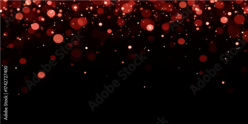 A vibrant red Christmas background shines with festive lights, perfect for a holiday love card design or party backdrop