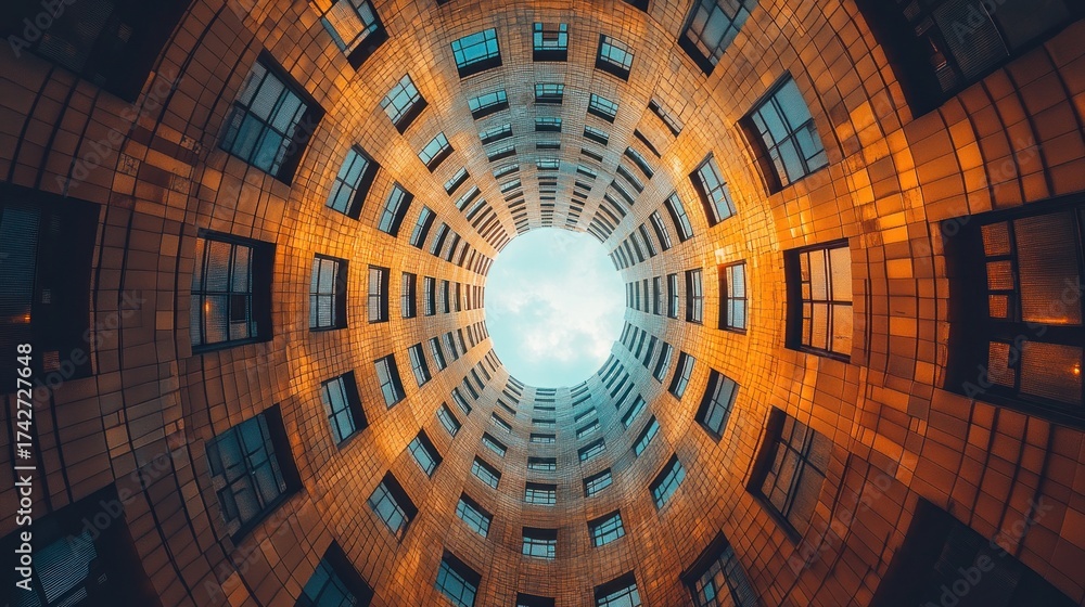 Obraz premium Circular building facade, looking up