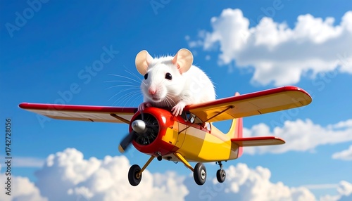 Mouse flies toy plane