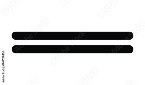 Two horizontal parallel black lines isolated on white background