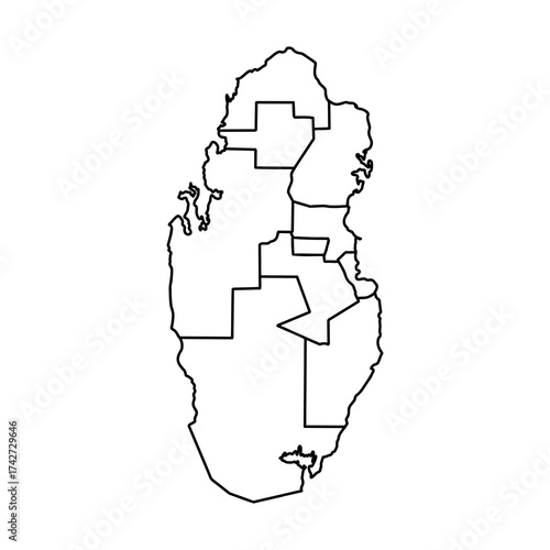 Qatar map, vector sketch illustration
