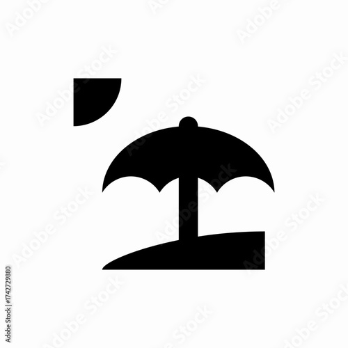 beach umbrella sun icon sign vector