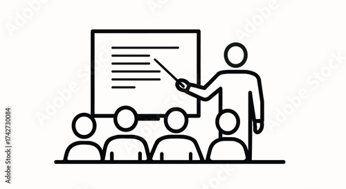 Presentation isolated on white background shows a teacher