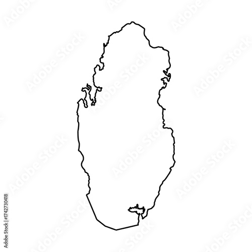 Qatar map, vector sketch illustration