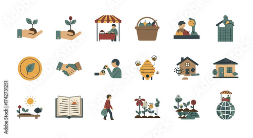 Collection of Flat Icons for Ecology and Agriculture.