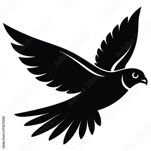 flying falcon vector icon on white background
