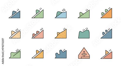 Colorful Avalanche and Landslide Warning Signs Collection.