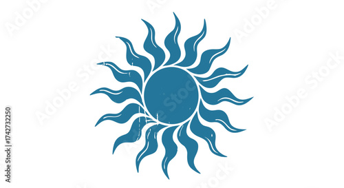 Vibrant blue sunburst icon for branding and design projects abstract radiant energy symbol for creative applications

