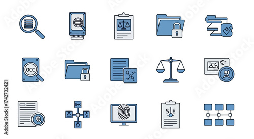 Data security and protection icons representing digital information.