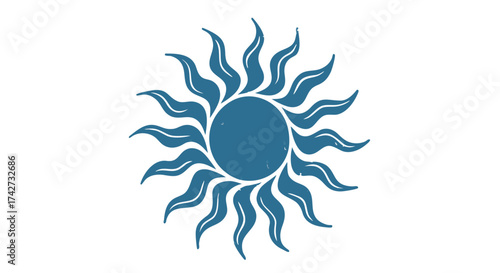 Vibrant blue sunburst icon for branding and design projects abstract radiant energy symbol for creative applications

