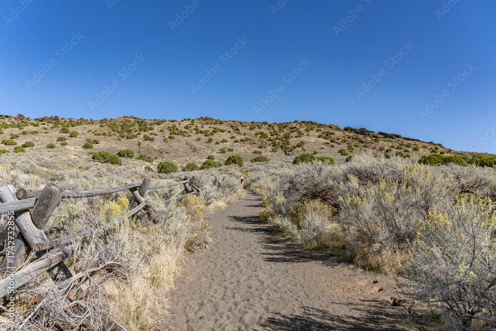 Fototapeta premium North Menan Butte Trail, tuff cones - volcanoes. Madison County, Idaho. Snake River Plain.