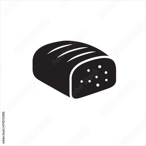 Meatloaf Silhouette Icon – Black Vector Meat Illustration on White Background