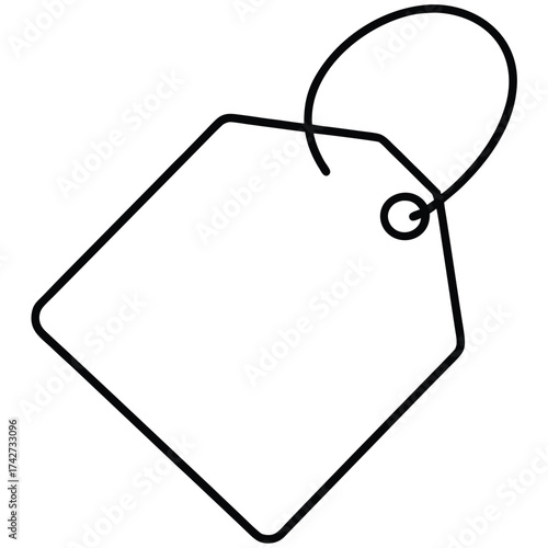 gift tag outline simple vector icon on black color and white background