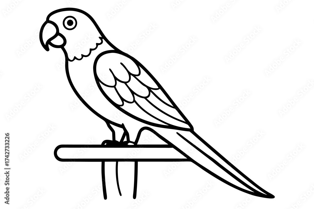 Fototapeta premium A parrot sitting on a wooden perch indoors