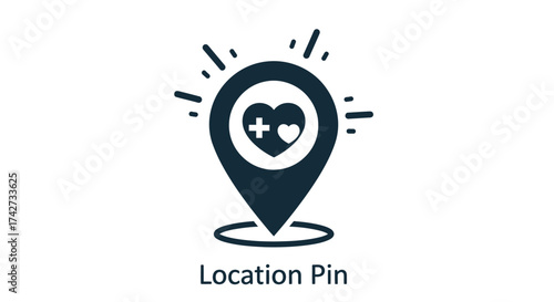 Medical location pin icon representing healthcare and emergency services.