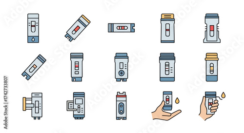 Pregnancy Test Kit Icons Set with Positive and Negative Results.