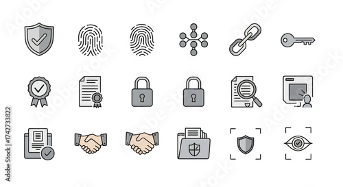 Security and protection icons representing digital safety and privacy.