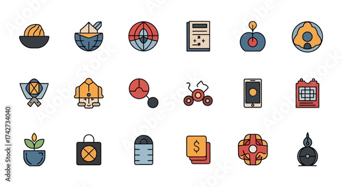 Set of Filled Outline Icons for Web and Mobile Design.