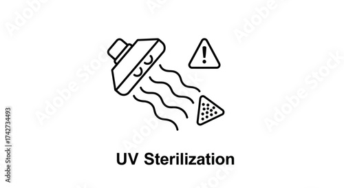 UV Sterilization Icon - Depicting Ultraviolet Light for Disinfection and Sanitization.