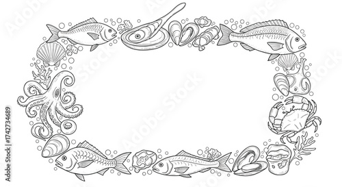 An ornate floral rectangular frame borders a blank space for text or an image.