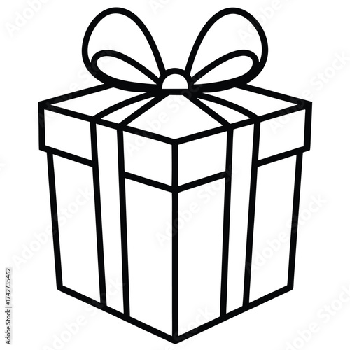 holiday present simple vector icon on black color and white background