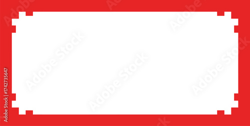 Red pixel border frame vector graphic design element image