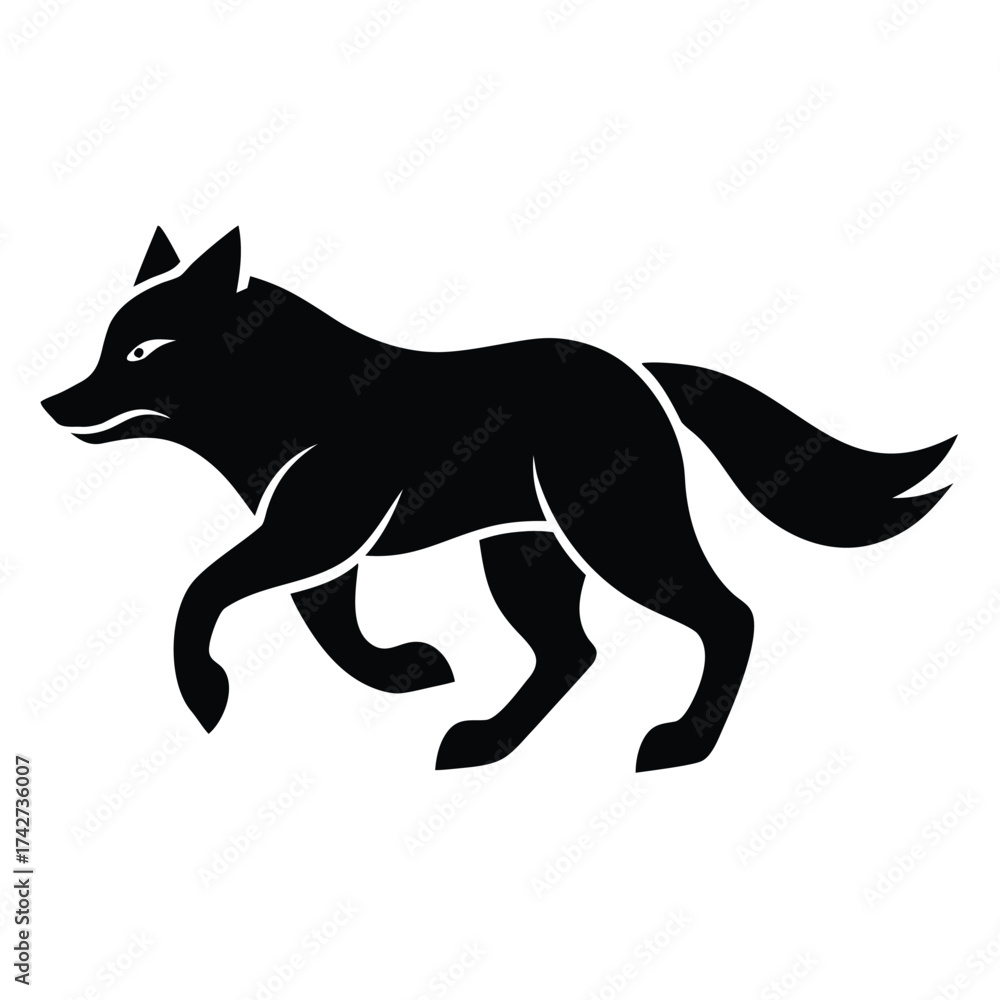 Obraz premium running wolf vector icon on white background