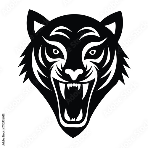 tiger skull roar head stylized vector icon on wh [Converted].eps