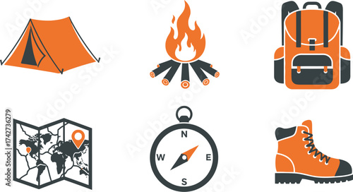 Camping gear vector illustration for outdoor adventure design