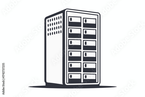 Server Data Center Isolated on White Background Design Element
