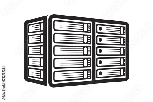 Server Rack Black and White Icon