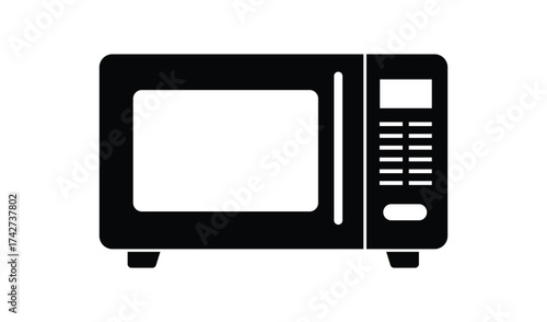 Black microwave oven isolated on white background vector