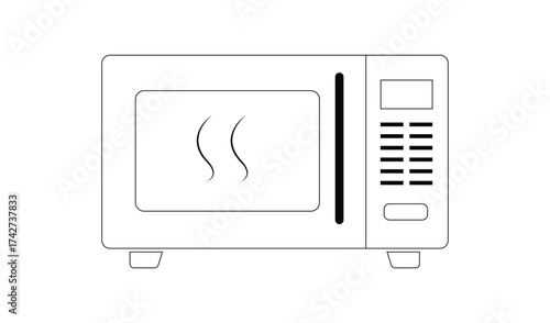 Microwave oven isolated on white background line drawing