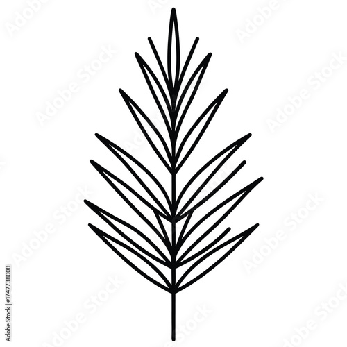 pine sprig simple vector icon on black color and white background
