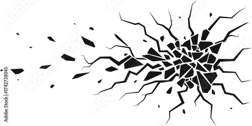 Black and white cracked wall illustration vector graphic art
