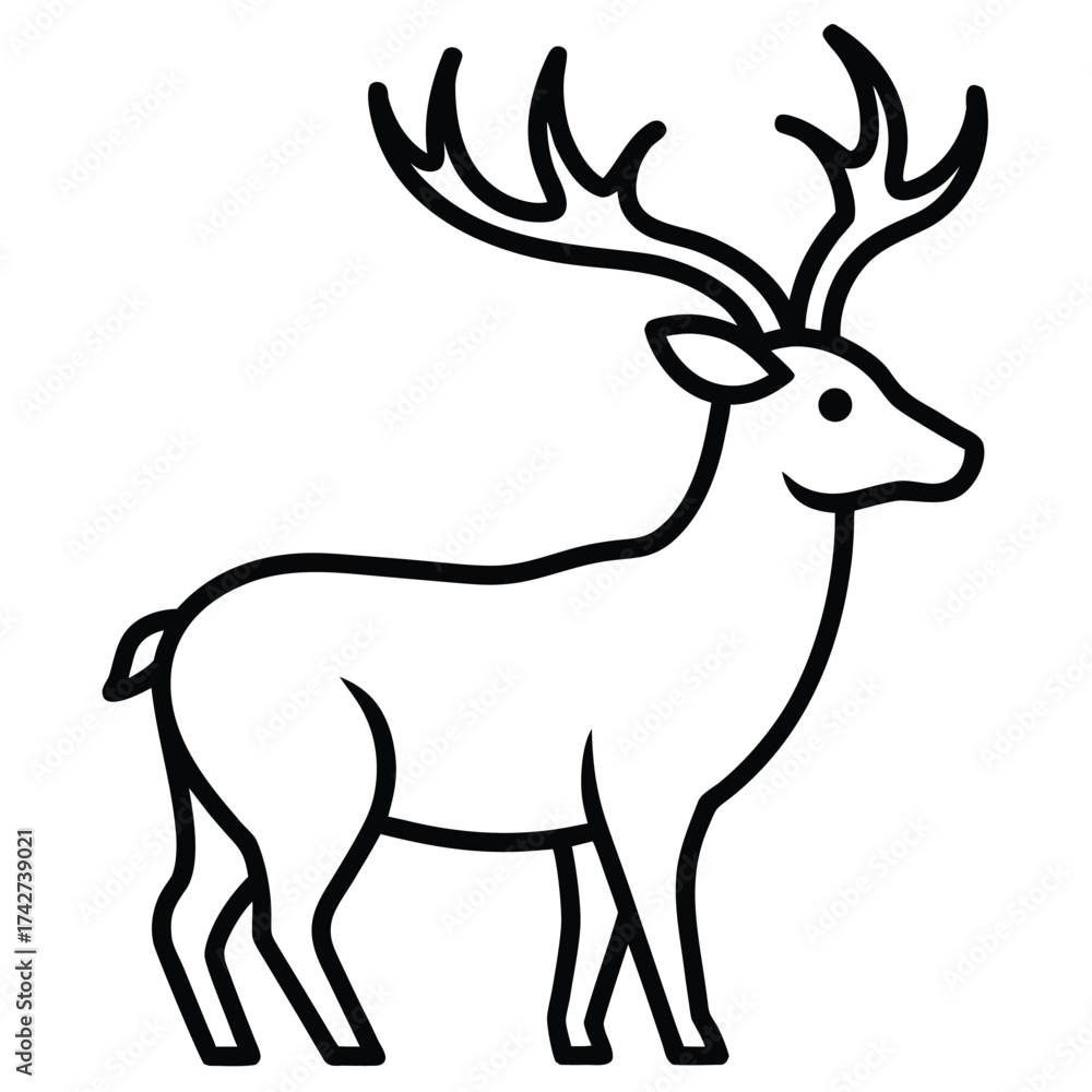 Obraz premium reindeer profile simple vector icon on black color and white background