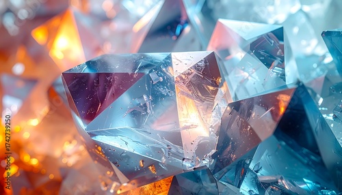 Abstract Crystals - A Glimpse into Geometric Brilliance and Translucent Beauty.