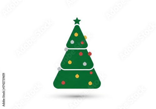 Wallpaper Mural Simple and Modern Christmas Tree Icon with Colorful Ornaments and Star on Top Torontodigital.ca