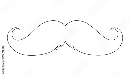 A mustache isolated on white background, black and white