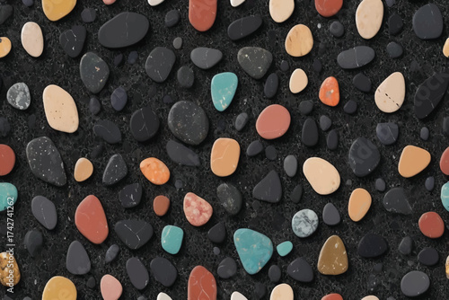 Colorful mosaic stones, granite background
