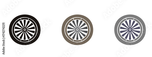 Dartboard Vector Icons in Black, Brown, and Gray Duotone Styles