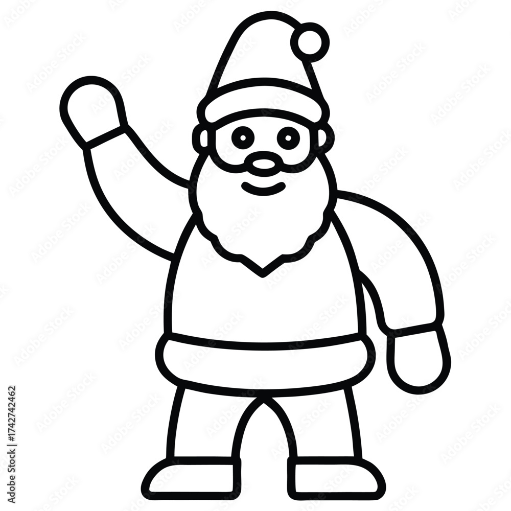Obraz premium santa waving simple vector icon on black color and white background