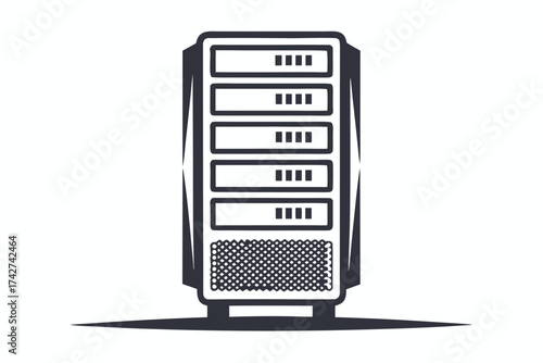 Server Rack with Square Pattern on White Background Design