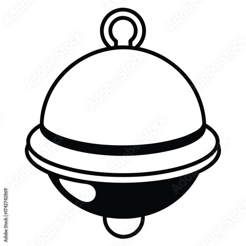 sleigh bell simple vector icon on black color and white background