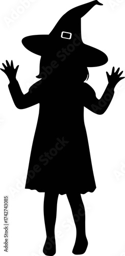 Spooky Halloween fun with a little witch silhouette perfect for seasonal greetings, party invites, and creative design projects this October!