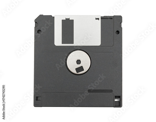Floppy disk. Classic 3.5-inch floppy disk with transparent background.