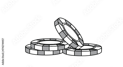 Casino poker chips stacked ready for game play, gambling, winning, betting, luck concept


