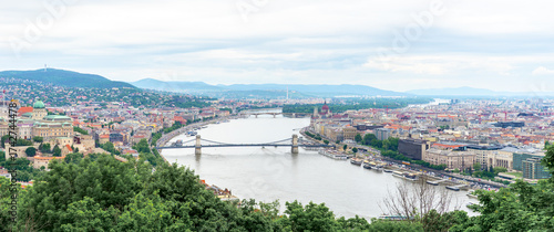 Széchenyi Chain Bridge - spans the River Danube between Buda and Pest in Budapest, Hungary.