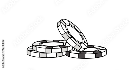 Casino poker chips stacked ready for game play, gambling, winning, betting, luck concept

