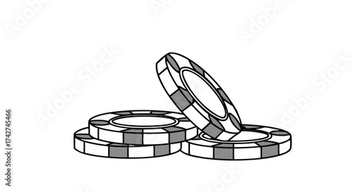 Casino poker chips stacked ready for game play, gambling, winning, betting, luck concept

